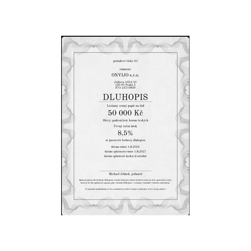 Dluhopis na 50 000 Kč