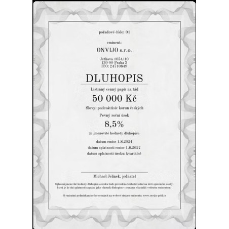 Dluhopis na 50 000 Kč