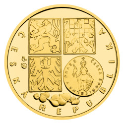 Zlatá půluncová medaile Založení české spořitelny Böhmische Sparkasse proof